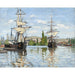 Reproduktion av målningen av fartyg till häst på Seine i Rouen av Claude Monet