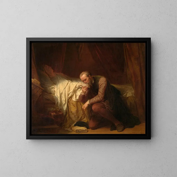 konstnären Michelangelo vid Vittoria Colonnas sängkammare - Nicaise De Keyser — inramlat konstverk på väggen