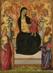 La Vierge à l'Enfant en majesté med Sainte Catherine Saint Barthélemy och två änglar - Niccolò di Buonaccorso — vy av konstverket