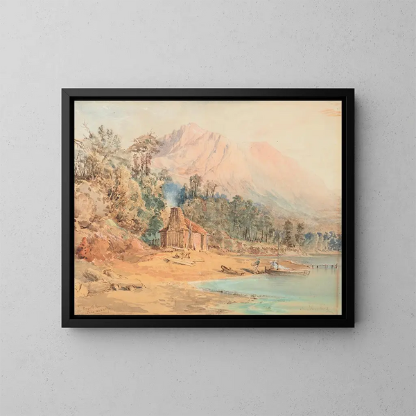Magasin Bennells, lac Wakatipu - Nicholas Chevalier — inramlat konstverk på väggen