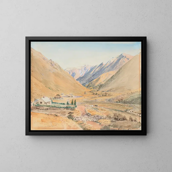 Station Benmore nära Porters Pass - Nicholas Chevalier — inramlat konstverk på väggen
