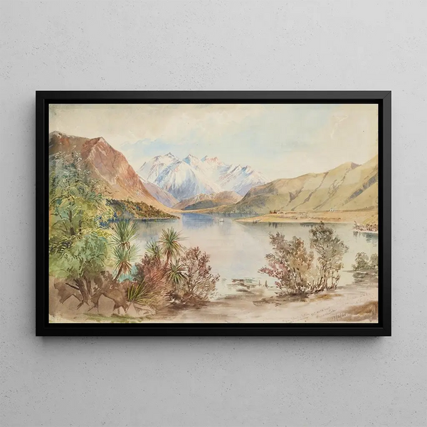 Lac Wanaka - Nicholas Chevalier — inramlat konstverk på väggen