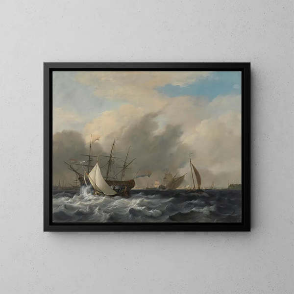 Le vaisseau de guerre de la marine à Amsterdam au Westerlaag à Amsterdam - Nicolaas Baur — inramlat konstverk på väggen