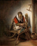 spinster - Nicolaes Maes — vy av konstverket