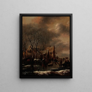Nicolaes Molenaer - A winter landscape with figures on the ice.webp