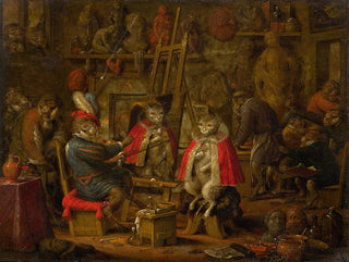L'atelier du peintre singe - Nicolaes van Veerendael — vy av konstverket