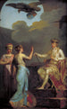 Christian VII som förenar den ducala delen med den kungliga delen av Holstein 1773 - Nicolai Abildgaard — vy av konstverket