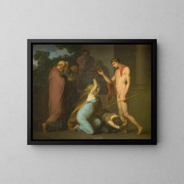 Ismène och Antigone vädjar till Theseus - Nicolai Abildgaard — inramlat konstverk på väggen