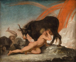 Ymir tétant la vache Audhumla - Nicolai Abildgaard — vy av konstverket