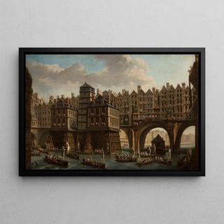 Nicolas JeanBaptiste Raguenet - La joute des mariniers entre le pont NotreDame et le pont au Change.webp