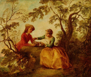 Nicolas Lancret - A young couple courting over a birds nest.webp