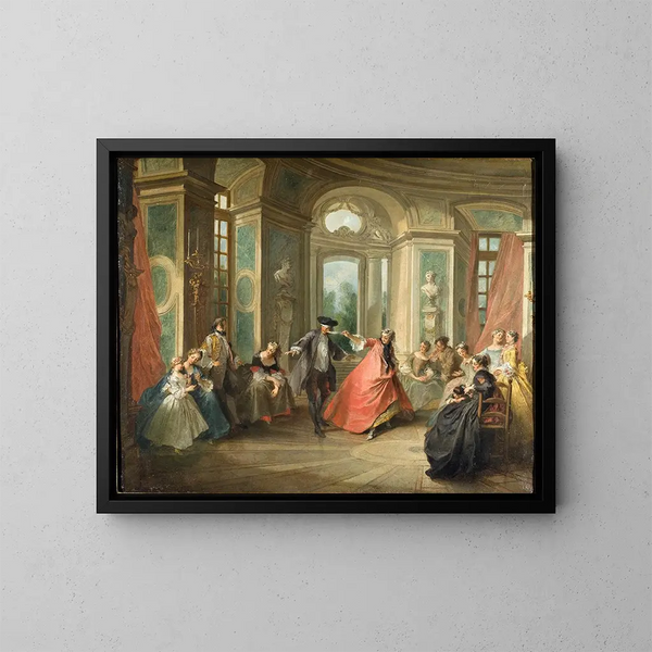 Le jeu du foulard - Nicolas Lancret — inramlat konstverk på väggen