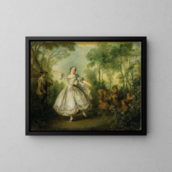 Mademoiselle de Camargo - Nicolas Lancret — inramlat konstverk på väggen