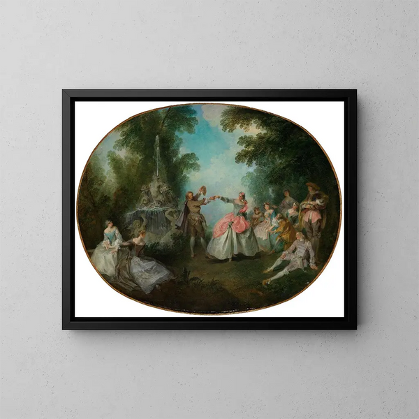 Le menuet - Nicolas Lancret — inramlat konstverk på väggen