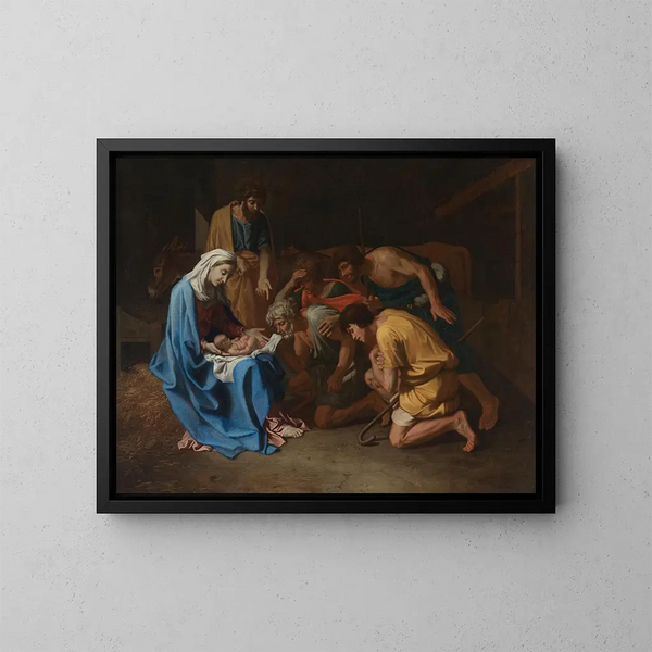 Betlehemsherdar - Nicolas Poussin — inramlat konstverk på väggen