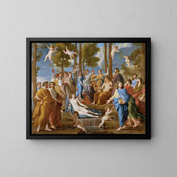 Le Parnasse - Nicolas Poussin — inramlat konstverk på väggen