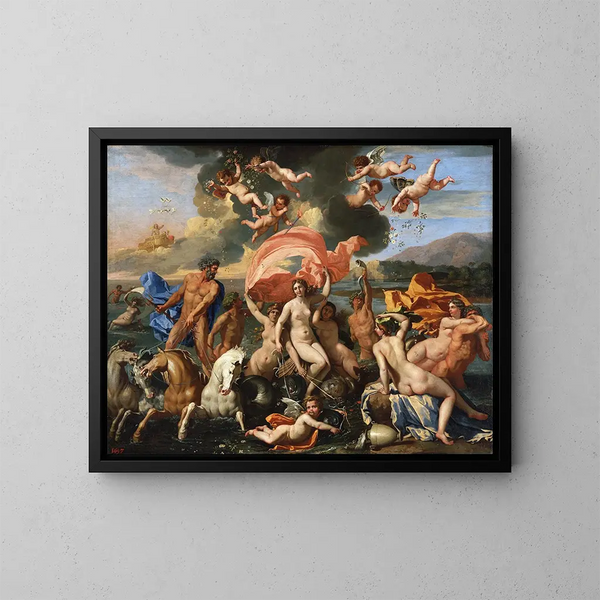 La Naissance de Vénus - Nicolas Poussin — inramlat konstverk på väggen
