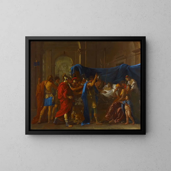 La Mort de Germanicus - Nicolas Poussin — inramlat konstverk på väggen