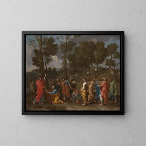 Le sacrement de l'ordination: le Christ remettant les clés à saint Pierre - Nicolas Poussin — inramlat konstverk på väggen