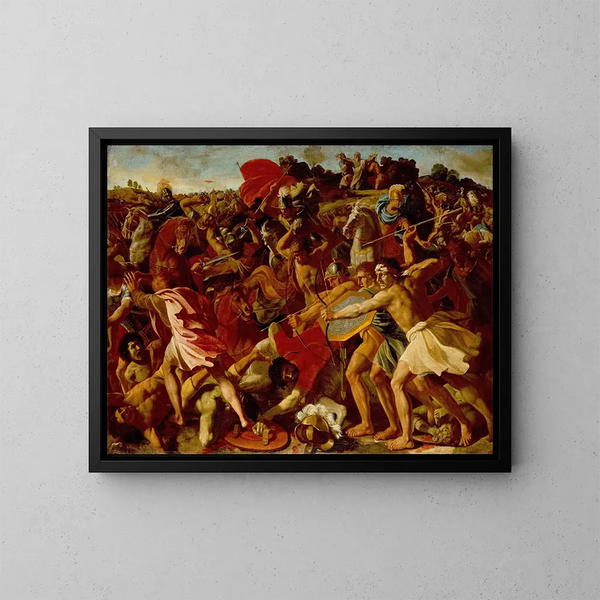 La victoire de Josué sur les Amalécites - Nicolas Poussin — inramlat konstverk på väggen
