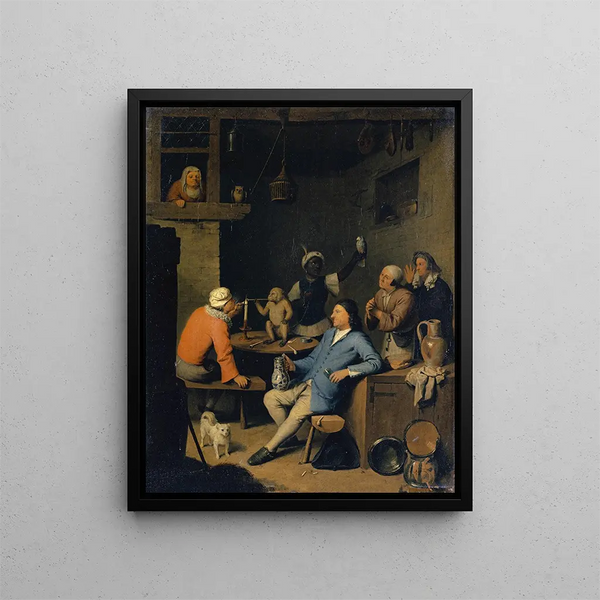 Nicolas Van Haften - Society with an Ape Smoking a Pipe in a Tavern.webp