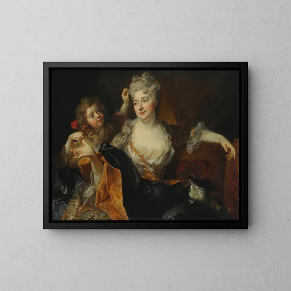 porträtt av Marguerite-Élisabeth Forest de Largillière och hennes son Nicolas - Nicolas de Largillière — inramlat konstverk på väggen