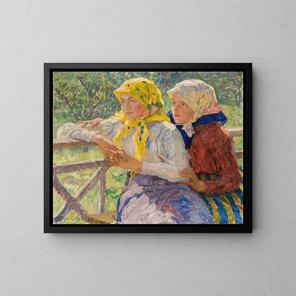 Filles latgaliennes - Nikolai Bogdanov-Belsky — inramlat konstverk på väggen