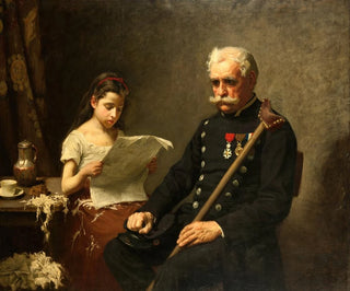 Le grand-père reçoit de mauvaises nouvelles de la guerre - Nils Forsberg — vy av konstverket