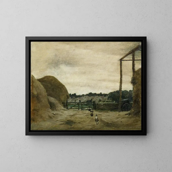 Burford från gårdsplanen vid West Hall Hill - Norman Garstin — inramlat konstverk på väggen
