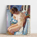 Reproduktion av målningen av den sittande figuren nära eldstaden - Henri Lebasque
