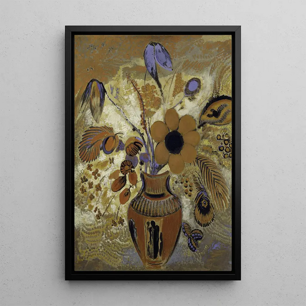 Etruskisk vas med blommor - Odilon Redon — inramlat konstverk på väggen