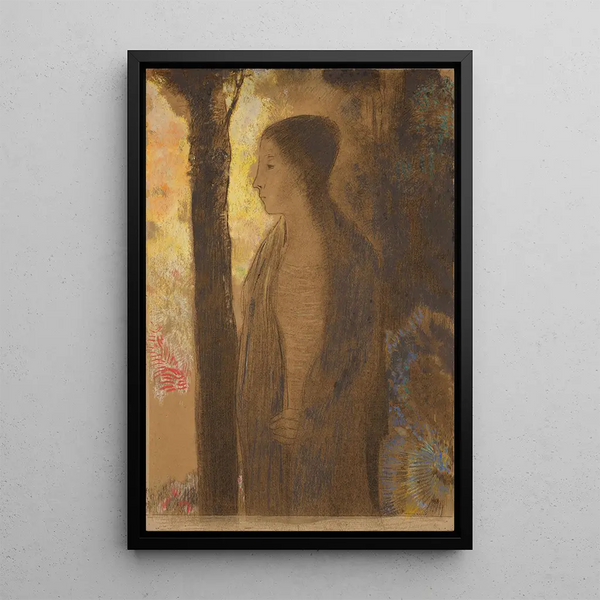 Figur framför ett träd - Odilon Redon — inramlat konstverk på väggen