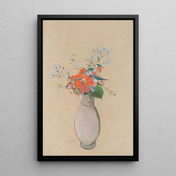 Vas av blommor - Odilon Redon — inramlat konstverk på väggen