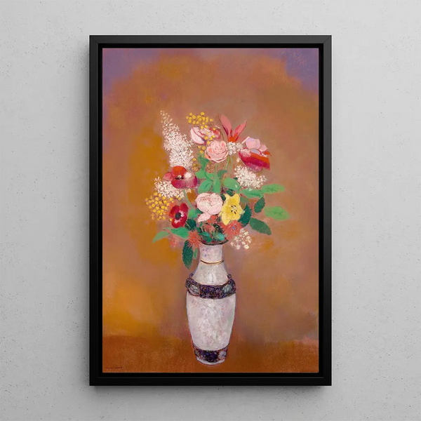 Vas av blommor - Odilon Redon — inramlat konstverk på väggen