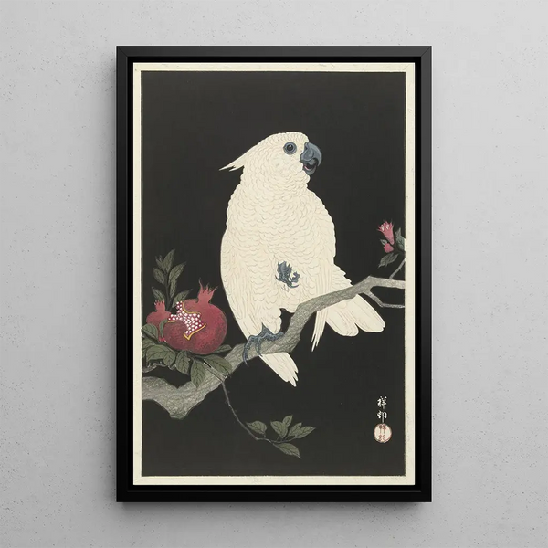 Cacatoès och granat - Ohara Koson — inramlat konstverk på väggen