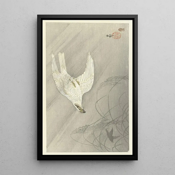 Faucon chasseur - Ohara Koson — inramlat konstverk på väggen