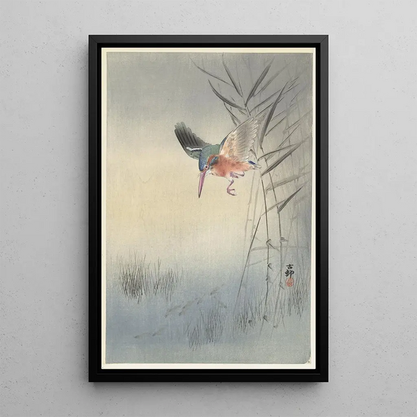 fiskande fiskfiskare - Ohara Koson — inramlat konstverk på väggen