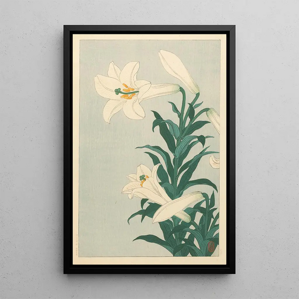 Lys - Ohara Koson — inramlat konstverk på väggen