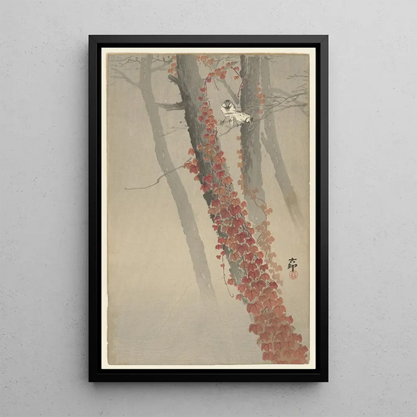 Lierre rouge - Ohara Koson — inramlat konstverk på väggen