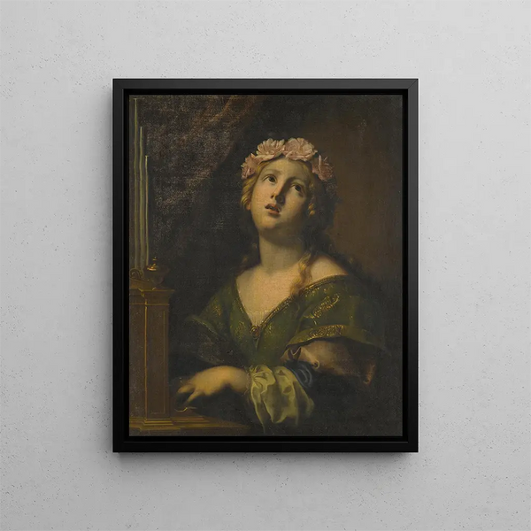 Onorio Marinari - St Cecilia Wearing A Crown Of Flowers Playing An Organ.webp