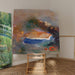 Reproduktion av målningen Ophélie med en blå mauviette i vattnet - Odilon Redon