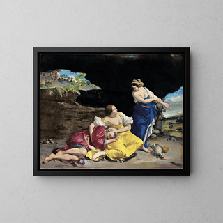 Lot och hans döttrar - Orazio Gentileschi — inramlat konstverk på väggen