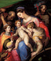 La Sainte Famille avec sainte Catherine d'Alexandrie, sainte Marguerite d'Antioche et saint François d'Assise - Orazio Samacchini — vy av konstverket