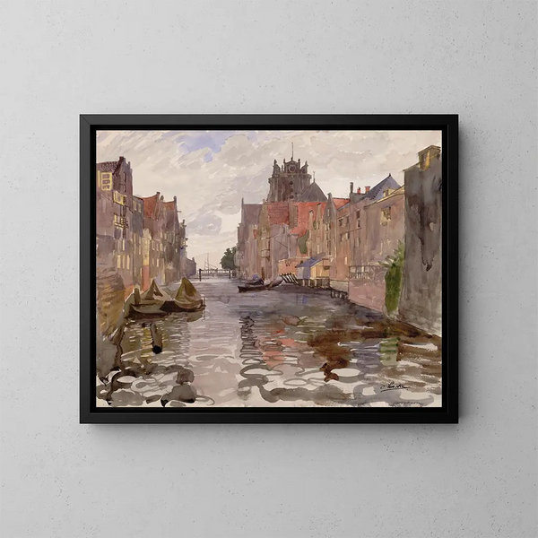 Canal à Dordrecht - Oskar Laske — inramlat konstverk på väggen