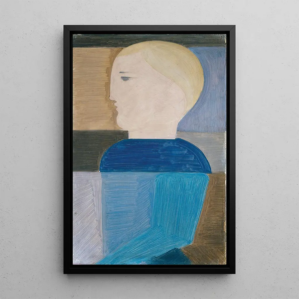 Figur i profil vänd åt vänster - Oskar Schlemmer — inramlat konstverk på väggen