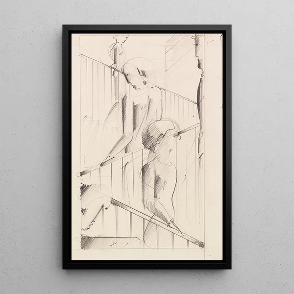 Scène d'escalier - Oskar Schlemmer — inramlat konstverk på väggen
