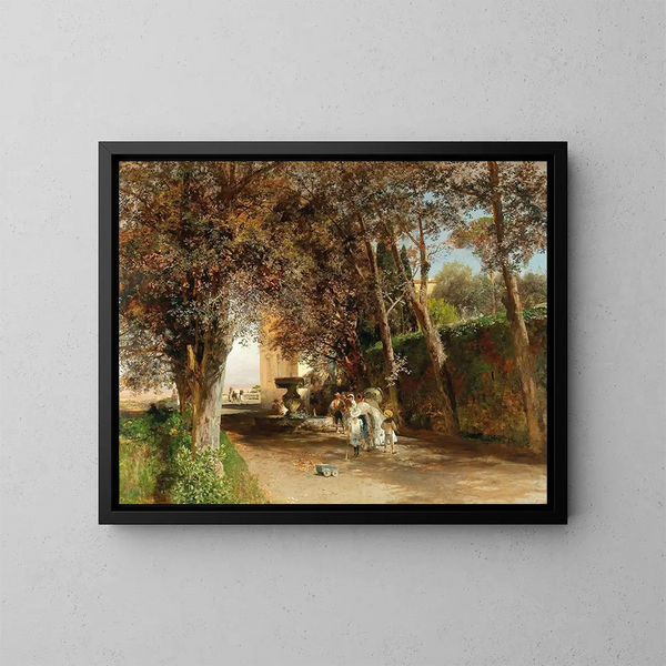 Eftermiddag i Villa Torlonia-parken i Frascati - Oswald Achenbach — inramlat konstverk på väggen
