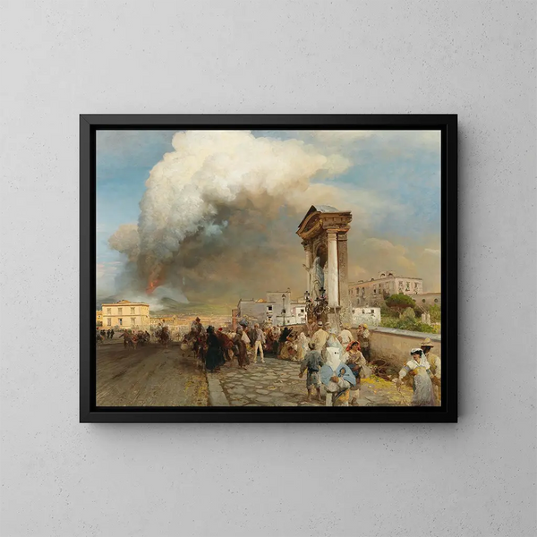 Vesuvius utbrott - Oswald Achenbach — inramlat konstverk på väggen