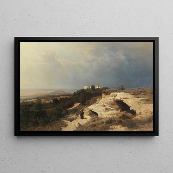 Oswald Achenbach - Campagnalandschaft mit wanderndem Mnch.webp