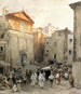 Funérailles à Palestrina - Oswald Achenbach — vy av konstverket